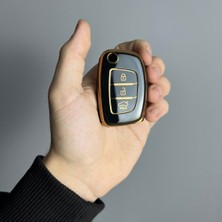 Keyron Hyundai I20 2011-2018 Arası Araclara Uyumlu - Accent - Sonata Silikon Kılıflı Siyah Gold Renk
