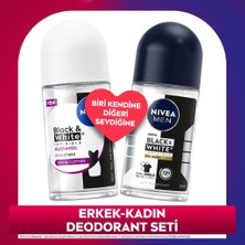 Nivea Men Erkek ve Kadın Black&white Roll-On Deodorant Seti, 72 Saat Terleme Karşıtı, Alkolsüz,leke Karşıtı