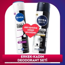 Nivea Men Erkek ve Kadın Black&white Sprey Deodorant Seti, 72 Saat Terleme Karşıtı, Alkolsüz,leke Karşıtı