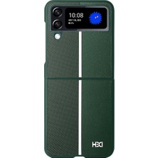 HDD Samsung Galaxy Z Flip 4 Varexon Deri Kılıf – Carbon Touch - Koyu Yeşil