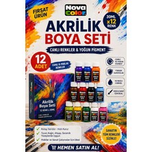 Anı Ofis Kırtasiye Akrilik Boya Seti 12’li Canlı Renkler ve Yoğun Pigmentli Kolay Uygulama
