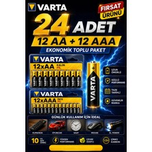 Anı Ofis Kırtasiye Aa + Aaa Pil 24'lı Set (12 Aa + 12 Aaa) 1.5V – Ekonomik Toplu Paket – Çinko Karbon