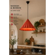 Modern (Premium) Bohem Kırmızı Sarkıt Avizesi 50 cm Mutfak Salon Oturma Odası Şık Modelleri E27 Duy