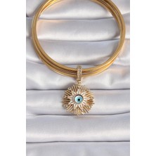 Gesa Store Pirinç Gold Renk Nazar Boncuklu Saçaklı Yıldız Figür Ajda Charm 5886 - GESA559801-2317