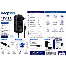 Adapthor TTA-12231  24W 12V 2A 3.5*1.35 PRİZ TİPİ ADAPTÖR