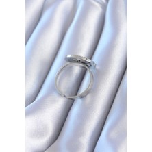 Gesa Store 316L Çelik Gümüş Renk Zirkon Taşlı Yonca Model Kadın Yüzük 5886 - GESA555980-2763
