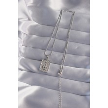Gesa Store 316L Çelik Zincir Gümüş Renk Lazer Işlemeli Göz Figür Tarot Kolye 5886 - GESA557608-3059