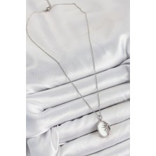 Gesa Store 316L Çelik Zirkon Taşlı Yarım Güneş Model Gümüş Renk Kadın Kolye 5886 - GESA556261-9055