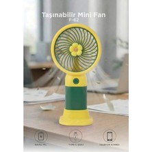 Başkenttekno Şarjlı El Vantilatörü Telefon Standlı 3 Kademeli Taşınabilir Masa Fanı F62