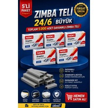 Anı Ofis Kırtasiye Zımba Teli 24/6 Büyük – 5’li Paket (Toplam 5000 Tel) / Dayanıklı Metal Tel