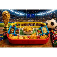 Yapı 3D 🏟️🍿 Modüler Atıştırmalık Servis Tepsisi 🍫🥨 Çok Bölmeli Çerezlik Cipslik Şekerlik Sosluk Sunum Tepsisi 🎉
