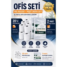 Ofis Seti - Pos Rulosu 56X16 (20’li Paket) + A4 Poşet Dosya (2 Paket, 100’LÜ)