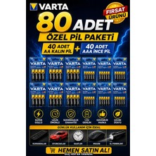 80'li Kalem Pil Seti – 40 Adet Aa Kalın + 40 Adet Aaa Ince Pil Güçlü Performanslı Seri