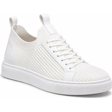 Beskar Beyaz Triko Erkek Spor Ayakkabı - Nefes Alan Terletmez Bağcıklı Günlük Sneaker Kb 112