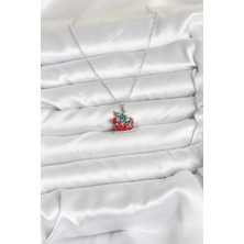 Gesa Store 316L Çelik Zincir Gümüş Renk Kızak ve Çam Ağacı Figürlü Yılbaşı Temalı - GESA552043-7