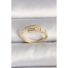 Gesa Store Pirinç Gold Renk Zirkon Taş Detaylı Yılan Model Ayarlanabilir Yüzük 5886 - GESA552545-4604