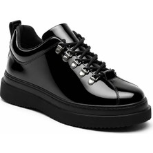 Beskar Siyah Parlak Rugan Erkek Sneaker - Konfor Tabanlı Günlük Rahat Yürüyüş Spor Ayakkabısı Kb X4