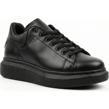 Beskar Tam Siyah Boa Desenli Deri Erkek Sneaker - Siyah Tabanlı Hafif Yapı Spor Ayakkabı BA0547