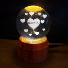 Atalier Coco 360 Derece Dönen I Love You Tasarım Standlı Cam Küre