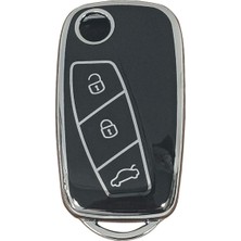Keyron Fiat Linea, Ducato, Boxer, Bipper Nemo Fiorino Anahtarlı Siyah Gümüş Kumanda Kabı Kılıfı