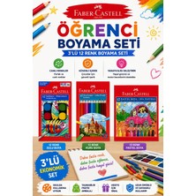 Anı Ofis Kırtasiye Öğrenci Boyama Seti 3'lü Faber 12 Renk Sulu Boya Kuru Boya Pastel Boya 12'li Boya Set