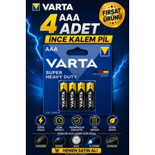 Aaa İnce Kalem Pil 4'lü | Süper Güçlü | Uzun Ömürlü Çinko Karbon | Ekonomik Paket