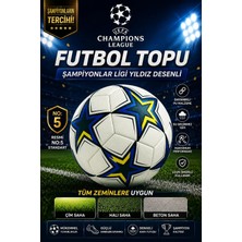 Futbol Topu Şampiyonlar Ligi Yıldız Desenli Dayanıklı Halı Saha Çim Beton Zemine Uygun No:5
