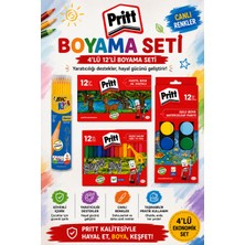 Anı Ofis Kırtasiye 4'lü Boyama Seti | 12'li Kuru Boya + 12'li Keçeli Kalem + 12 Renk Pastel Boya + 12 Renk Sulu Boya | Okul Resim Seti