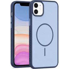 Teknomoda Apple iPhone 12 Uyumlu Kılıf Kamera Lens Çevresi Korumalı Magsafe Uyumlu Mat Silikon Kaydırmaz Dizayn Lacivert-Mavi
