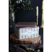 Empressco Kare Metal Saklama Kabı, Coffee Desenli, 20X20 Cm, Şık ve Dayanıklı