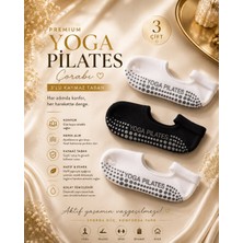 Çorap Vitrini Premium 3'lü Paket Siyah & Beyaz Yoga Pilates Çorabı Seti - Kaymaz Taban Reformer ve Ev Patik Çorabı