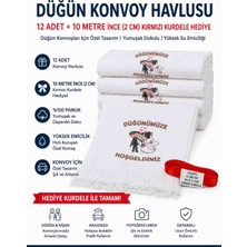 Öztürk Konsept Düğün Konvoy Havlusu Gelin Damat Yazılı 12 Adet – 2 cm x 10 Metre Kırmızı Kurdele Hediyeli – Araç Konvoy Süsü, Nikah ve Düğün Organizasyonu Nikah ,Kına ,Düğün Konvoy Havlusu