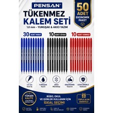 Anı Ofis Kırtasiye Tükenmez Kalem Seti 50 Adet – 30 Mavi, 10 Siyah, 10 Kırmızı | 1.0 mm | Büro Serisi