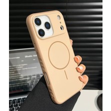 Teknomoda Apple iPhone 17 Pro Uyumlu Kılıf Kamera Lens Çevresi Korumalı Magsafe Uyumlu Mat Silikon Kaydırmaz Dizayn Bej - Gold