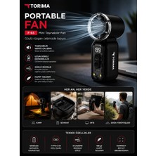 Torima F-65 Şarjlı Mini El Fanı Taşınabilir Boyun Askılı Dijital Göstergeli USB Type-C Sessiz Güçlü Fan