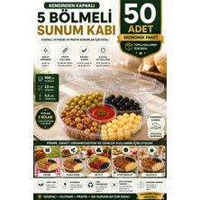 Open City 50'li Set Sekizgen 5 Bölmeli Kendinden Kapaklı Pet Gıda Kabı 900 cc Sızdırmaz Sunum Kabı 23 cm