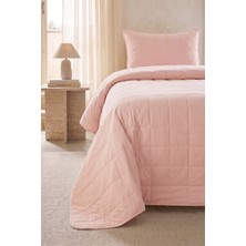 Ocean Home Textile %100 Pamuk Kumaş Kapitoneli Pembe Çok Amaçlı Tek Kişilik Yatak Örtüsü Seti 1 Adet 180 x 230 / 1 Adet 50 x 70 cm