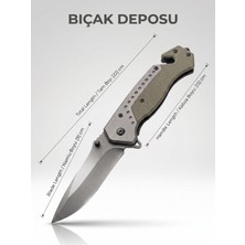 Bıçak Deposu Sökmen Aşınma Direnci Yüksek Taktik Katlanır Kamp Çakısı - Cam Kırıcı & Kemer Kesicili (22 Cm)