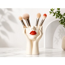 Yapı3D 💄✨ Dekoratif Makyaj Fırçası Organizeri 💋🪞 Sanatsal Kozmetik Fırçalık 🖌️ Makyaj  Düzenleyici 🌸
