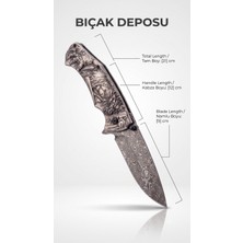 Bıçak Deposu Artuk Aşınma Direnci Yüksek CK75 Karbon Çelik Ejderha Motifli Katlanır Cep Çakısı Kamp Bıçağı