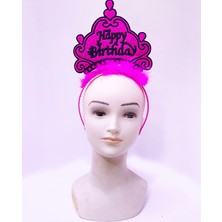 Mayf Happy Birthday Neon Fuşya Renk Doğum Günü Tacı 24X15 cm (5332)