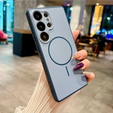 Teknomoda Samsung Galaxy S26 Ultra Uyumlu Kılıf Kamera Lens Çevresi Korumalı Magsafe Şarj Uyumlu Mat Silikon Kaydırmaz Kenar Dizayn Lacivert-Mavi