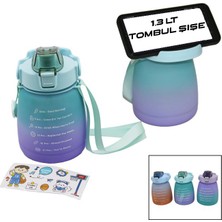 Mayf 1.3lt - Tombul Pipetli Renkli Plastik Suluk Matara Kilitli Kapaklı - Telefonluklu (5332)