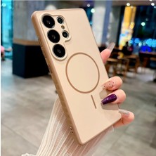 Teknomoda Samsung Galaxy S26 Ultra Uyumlu Kılıf Kamera Lens Çevresi Korumalı Magsafe Şarj Uyumlu Mat Silikon Kaydırmaz Kenar Dizayn Bej - Gold
