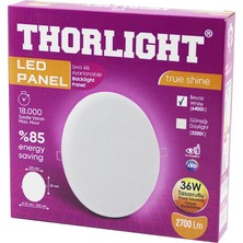Mayf Thorlıght S-236 36W 22CM Beyaz LED Panel Sıva Altı Ayarlı Mandallı 6400K - 2700LM - 18000 Saat - 2835 Smd (5332)