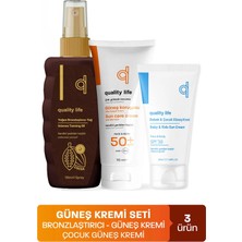 Quality Life Ql 50 Faktör Güneş Kremi Seti ( Güneş Kremi , Bebek Güneş Kremi, Bronzlaştırıcı Yağ ) 3 Güneş Ürünü