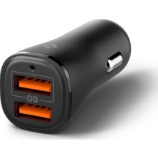 30W Usb-A 2 Port Araç Içi Hızlı Şarj Aleti 18W + 12W Akım Korumalı Güç Adaptörü Çakmaklık & & iPad Type-C Pd EV302 - ACP08700
