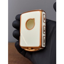 Keyron Volvo XC90 XC40 XC70 S60 S80 S90 C30 V70 V90 4 Düğmelı Silikon Kumanda Kılıfı - Beyaz Gold Renk