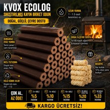 Kvox Ecolog Katkısız Sıkıştırılmış %100 Kayın Briket Şömine ve Kamp Odunu - 20KG