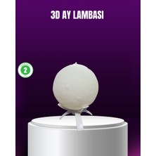 Miyango Şarjlı 3D Baskılı 16 Renk Ay Lambası Ahşap Stand ve Uzaktan Kumanda - ETC4081-8868